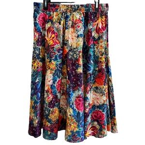 Mix Nouveau Women's Floral Pull-On A-Line Skirt Size L